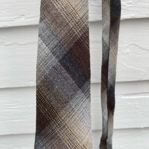 Plaid Men's Tie in Brown and Gray Plaid Stripped Flannel Style